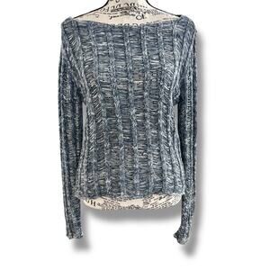 Eileen Fisher Size XS Gray Open Ladder Italian Cotton Knit Sweater